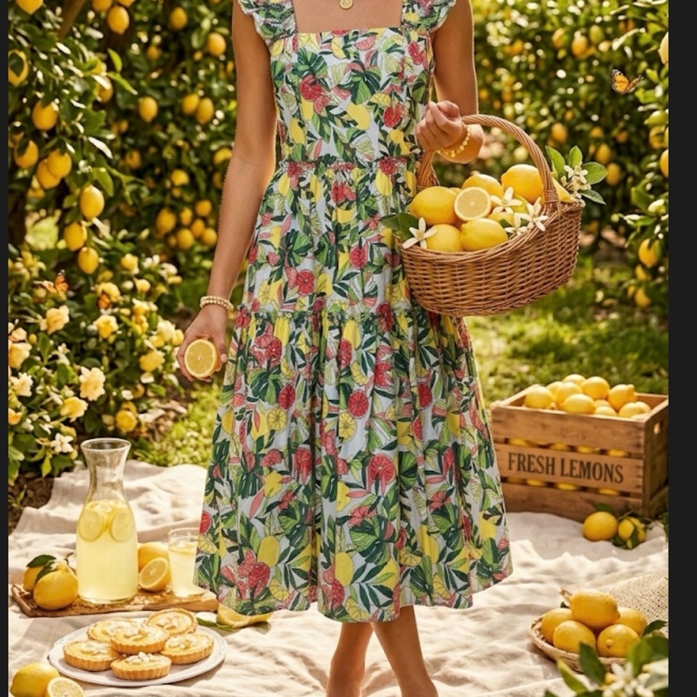Lemon Grove Floral Sundress - Yellow & Green